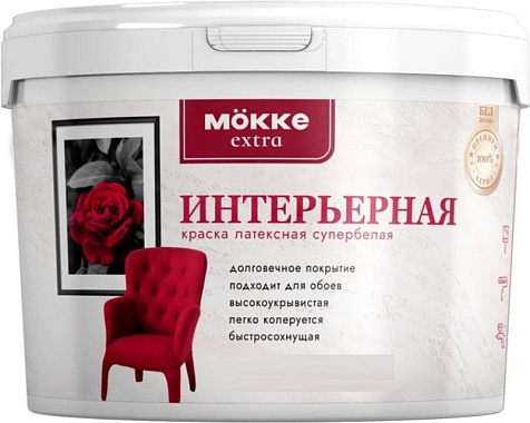 Краска акриловая Mokke Stroy, интерьерная, 6 кг купить в СОМ