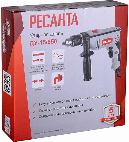 Дрель ударная РЕСАНТА ДУ-15/850, 850 Вт купить в СОМ